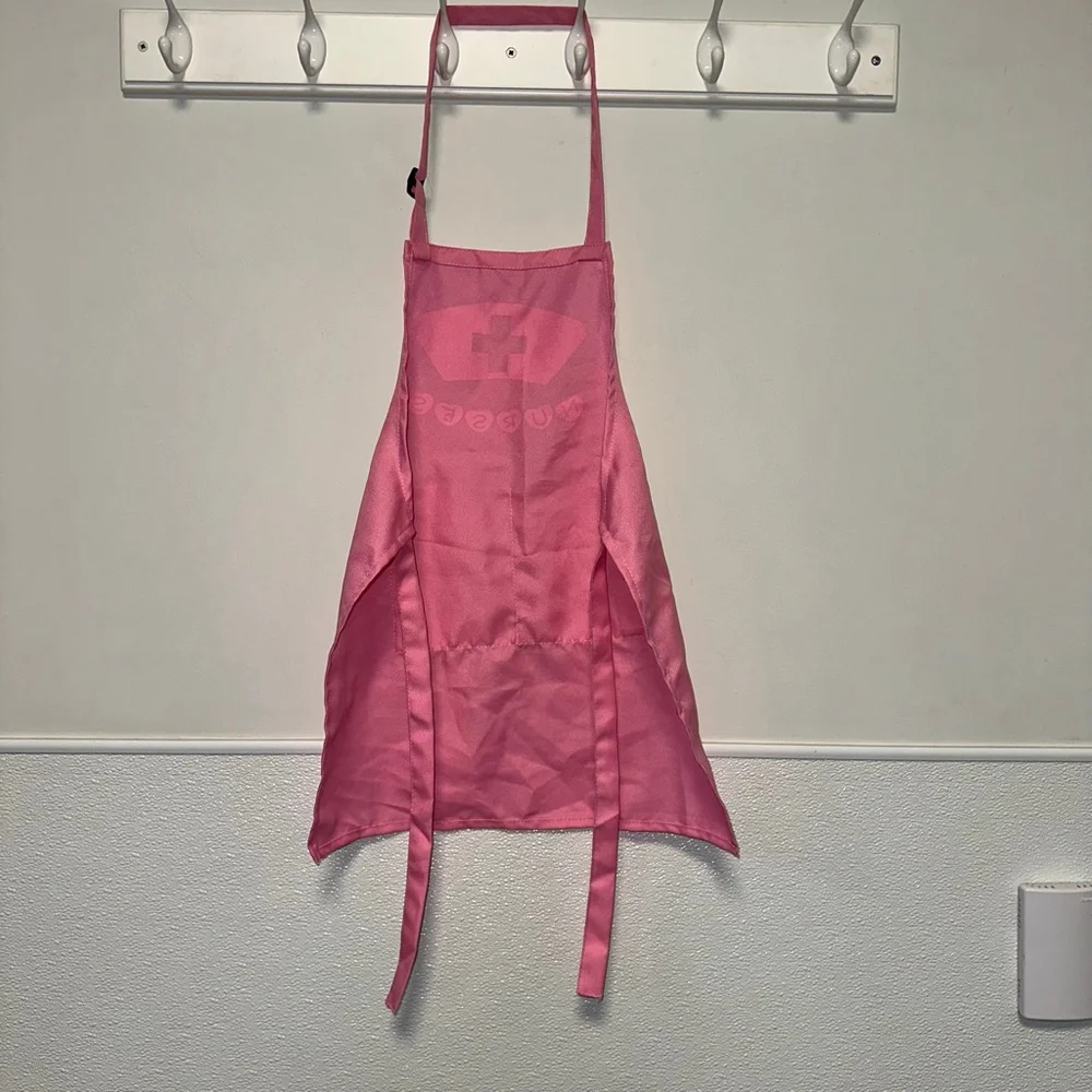 Kids Nurse Costume Apron Pink/White One Size Halloween Pretend Play